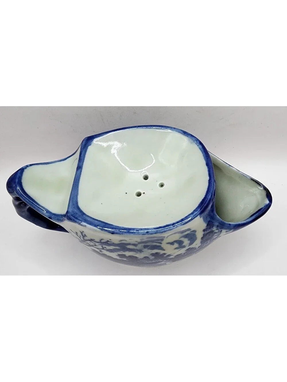 Vintage Victoria Ironstone Shaving Cup, Flow Blue Transferware, English Village